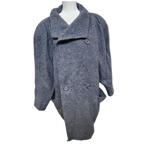 International Scene 1980's Vintage Wool Coat Size 13/14 Padded Shoulders Pockets